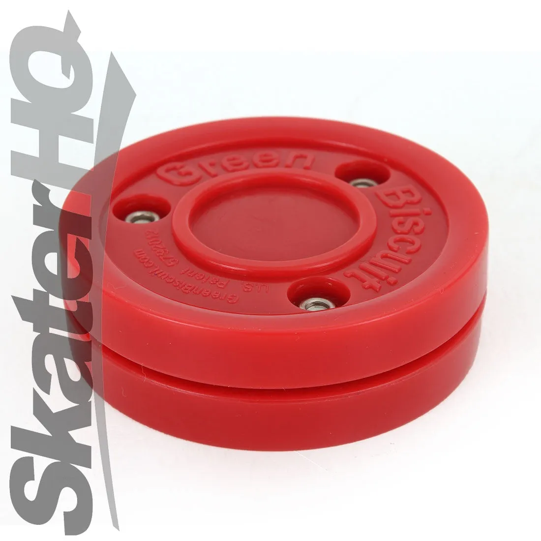 Green Biscuit Hockey Puck - Red