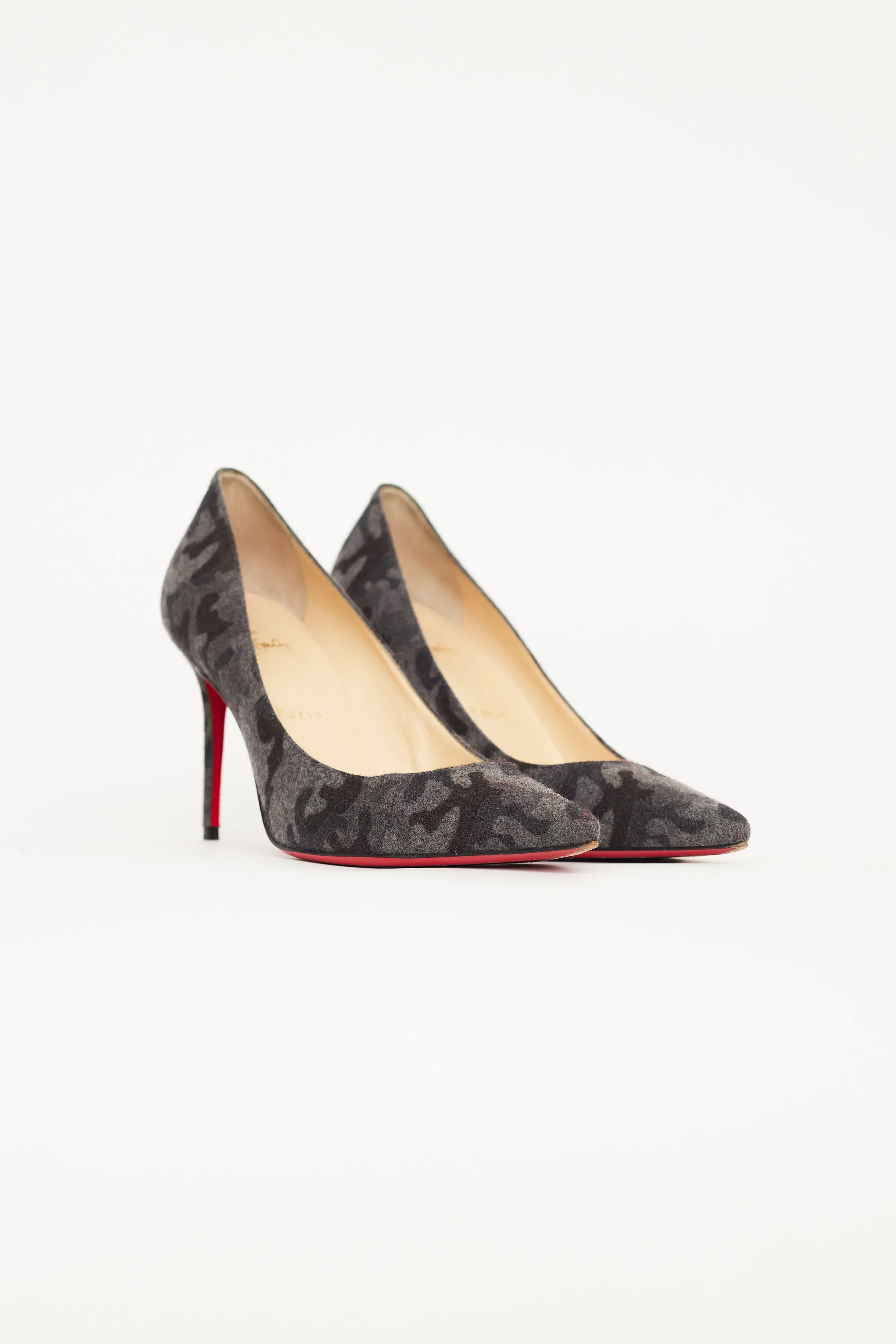 Grey Suede Camo Decollete 554 Pump