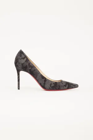 Grey Suede Camo Decollete 554 Pump