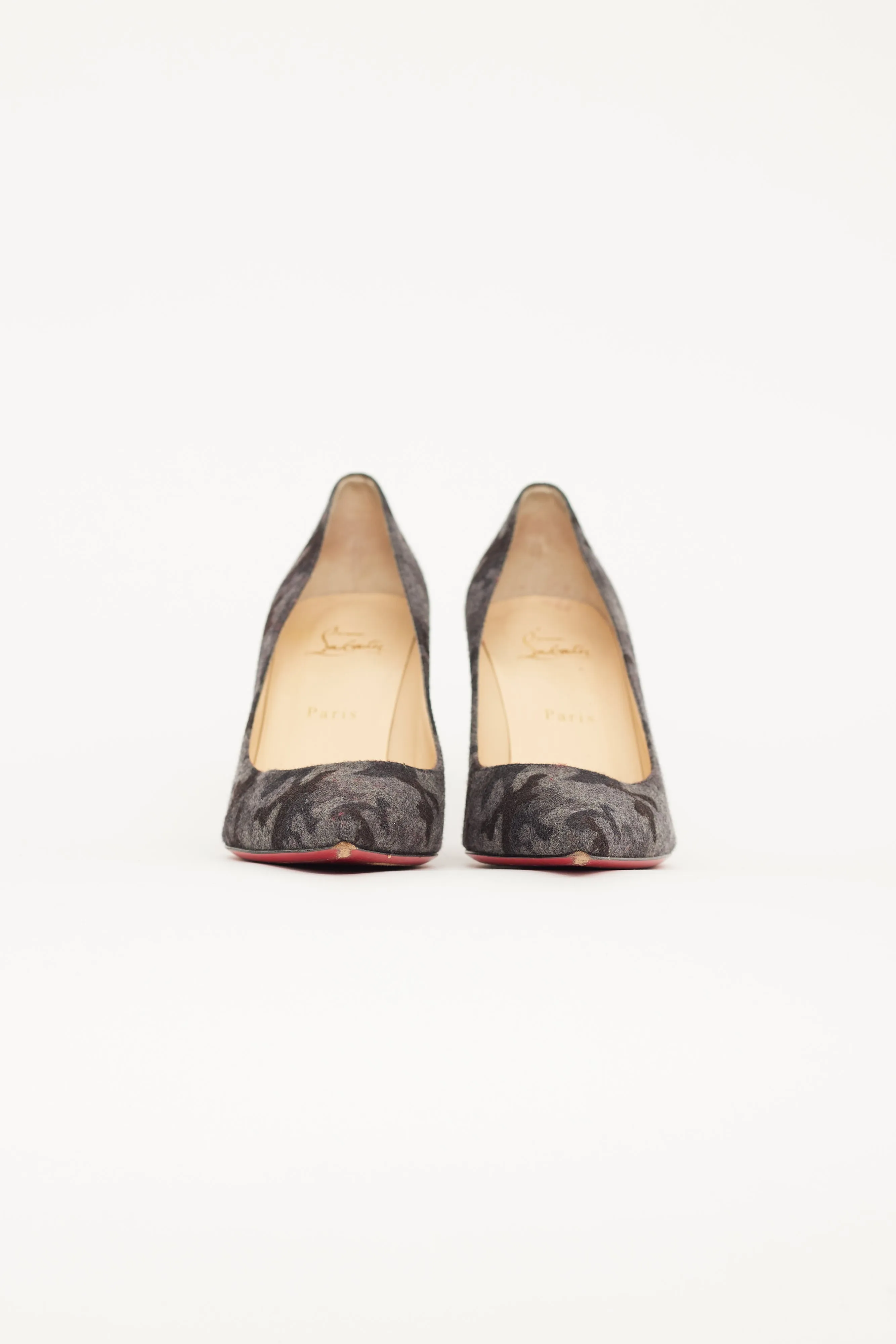 Grey Suede Camo Decollete 554 Pump