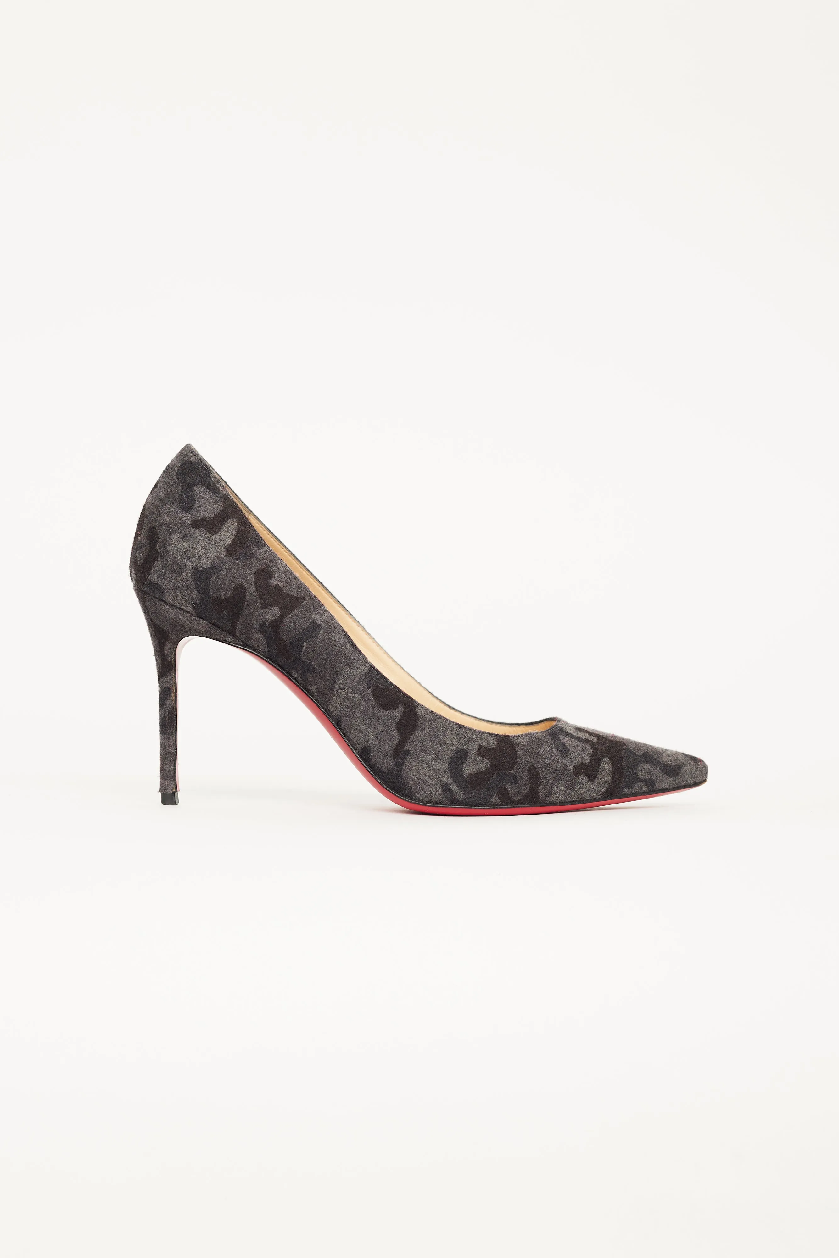 Grey Suede Camo Decollete 554 Pump