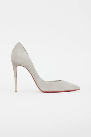 Grey Suede Pointed Toe Pump