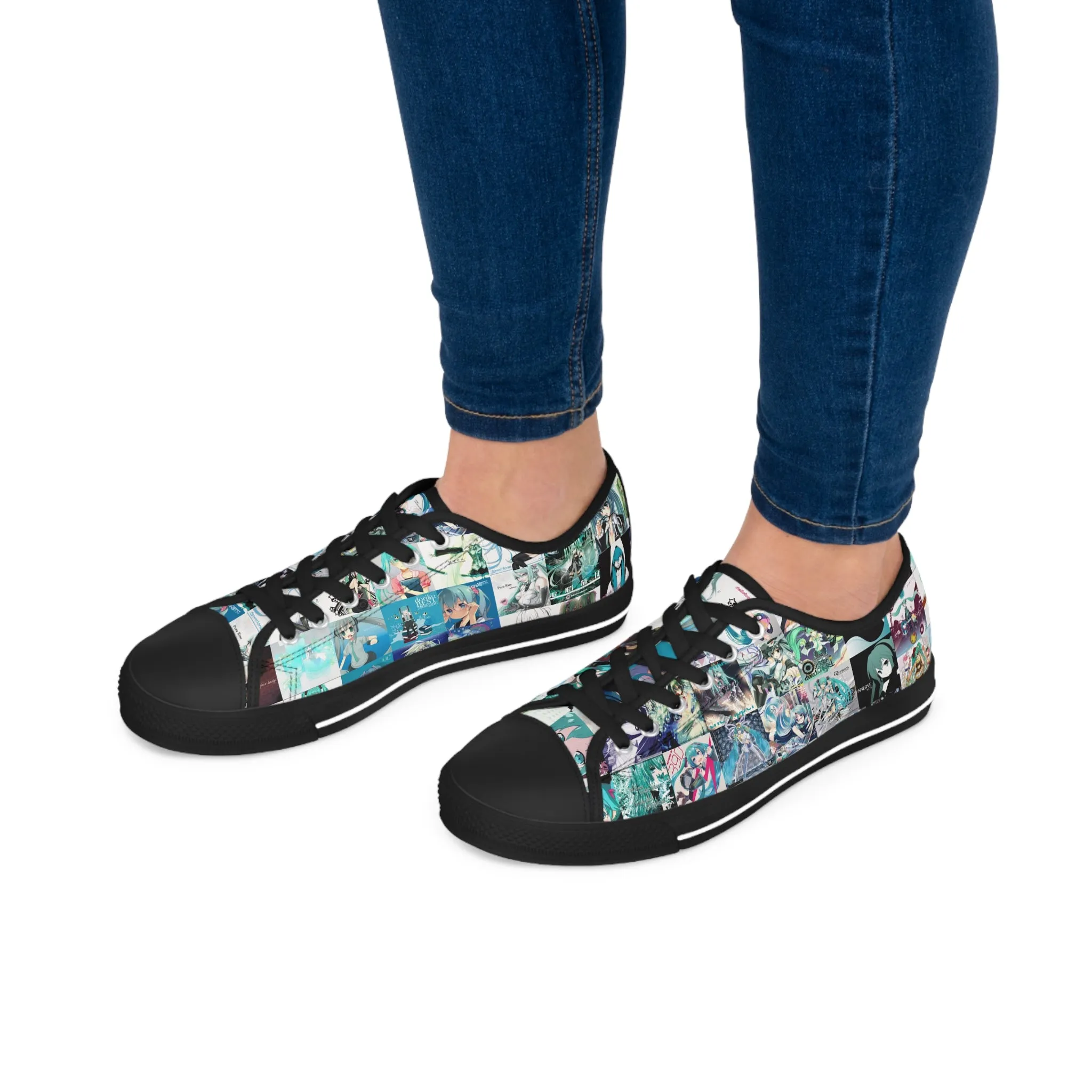 Hatsune Miku Album Cover Collage Women's Low Top Sneakers