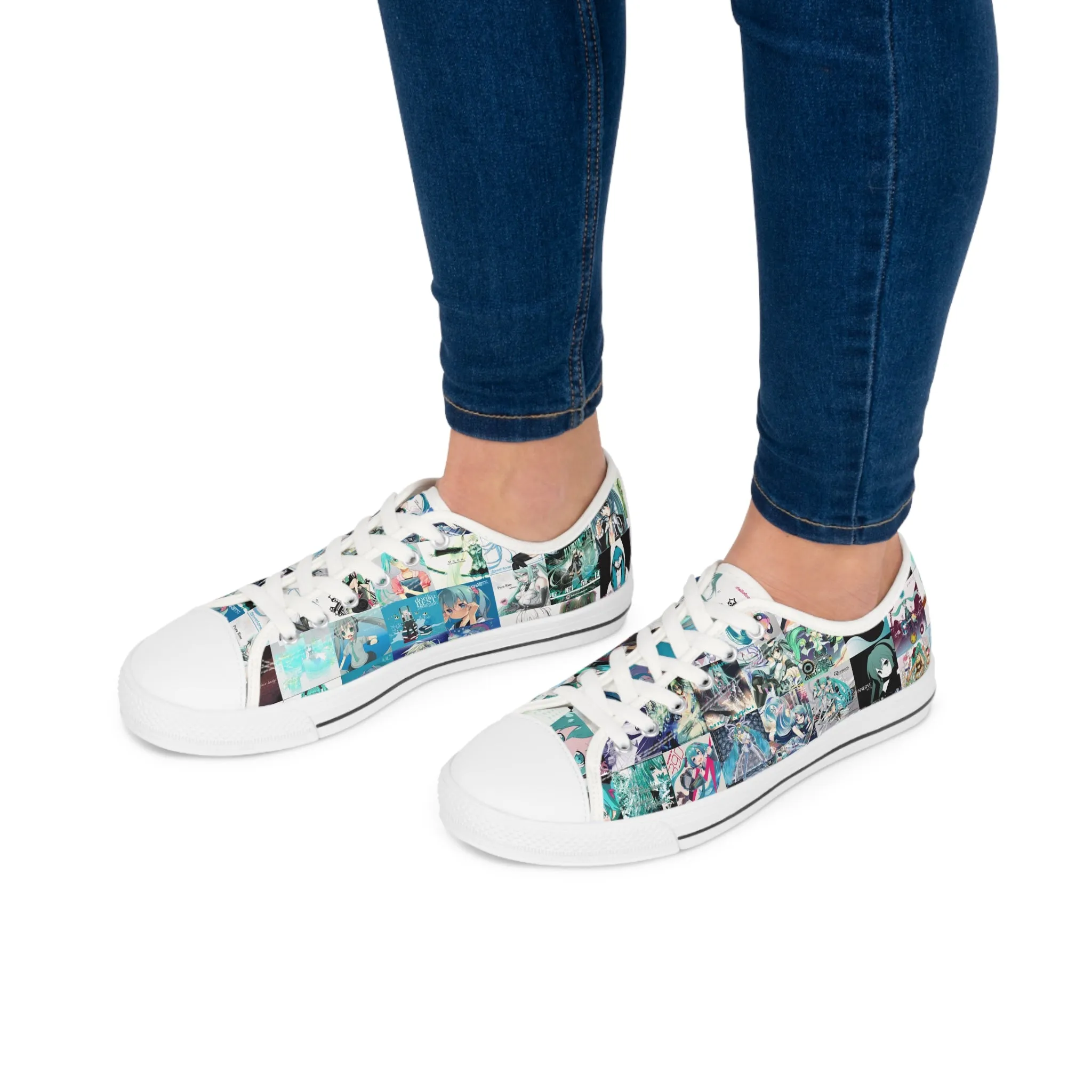 Hatsune Miku Album Cover Collage Women's Low Top Sneakers