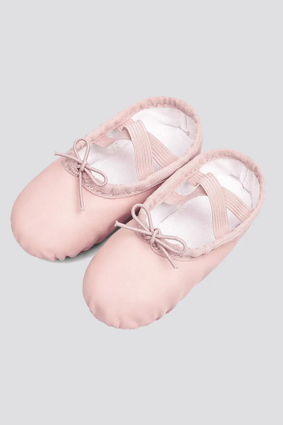 Kids PU Leather Ballet Shoes (Split Sole, With Lace)