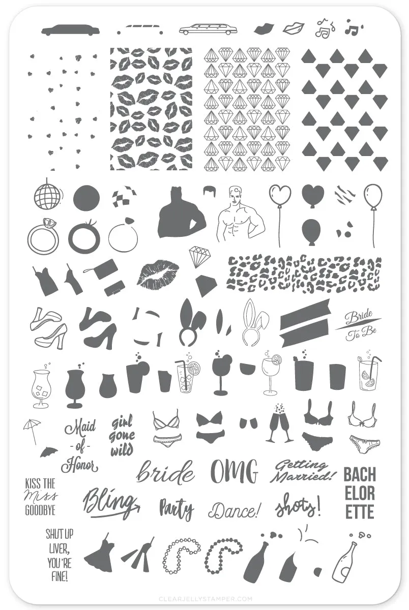 Kiss The Miss Goodbye (CjS-71) Steel Nail Art Layered Stamping Plate