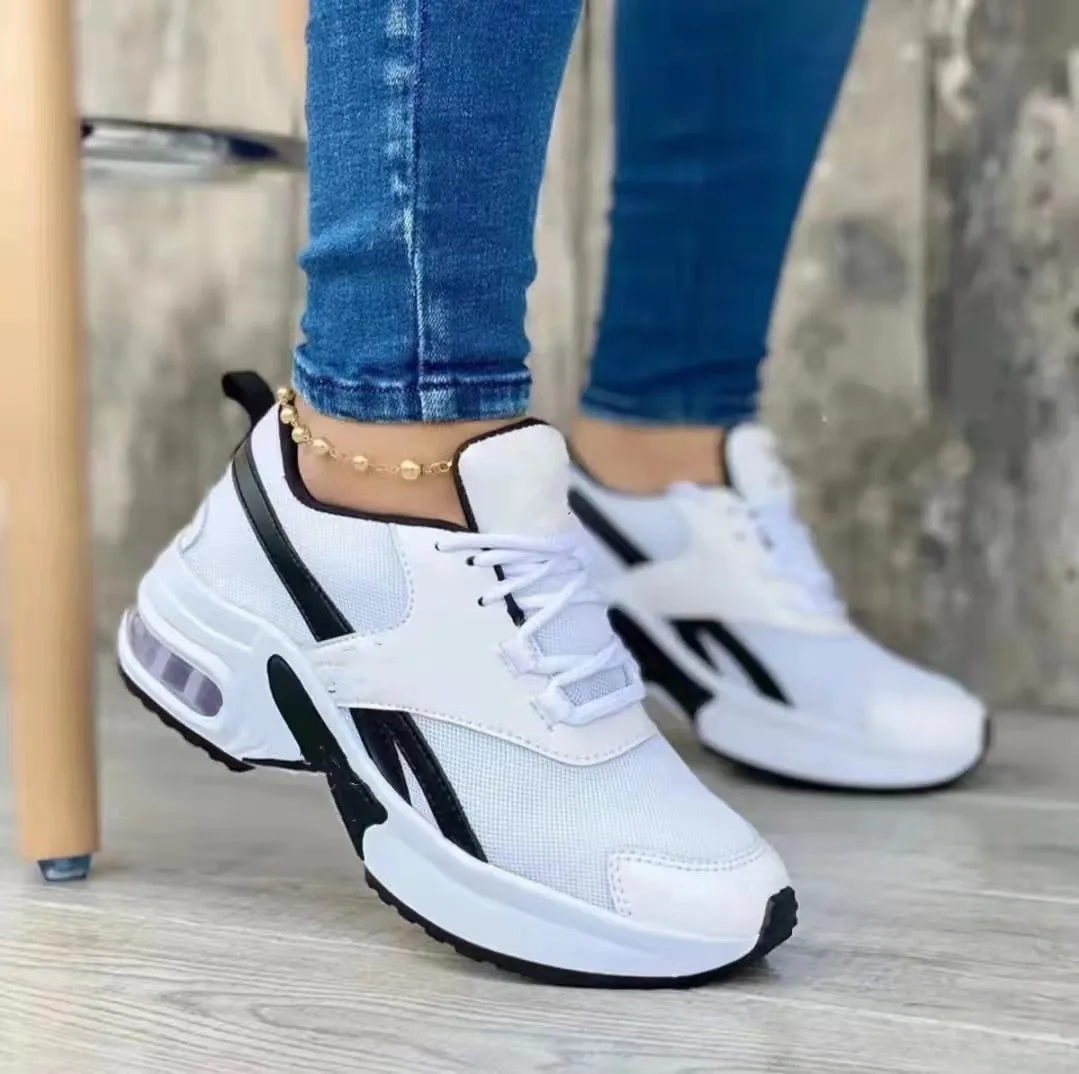 Ladies Sneakers Spring and Autumn New Lace Up Wedge Platform Shoes 2022 Ladies Outdoor Fashion Air Cushion Casual Running Shoes