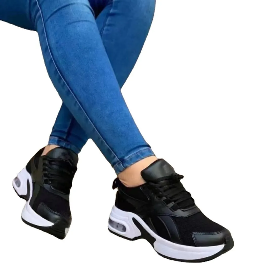 Ladies Sneakers Spring and Autumn New Lace Up Wedge Platform Shoes 2022 Ladies Outdoor Fashion Air Cushion Casual Running Shoes