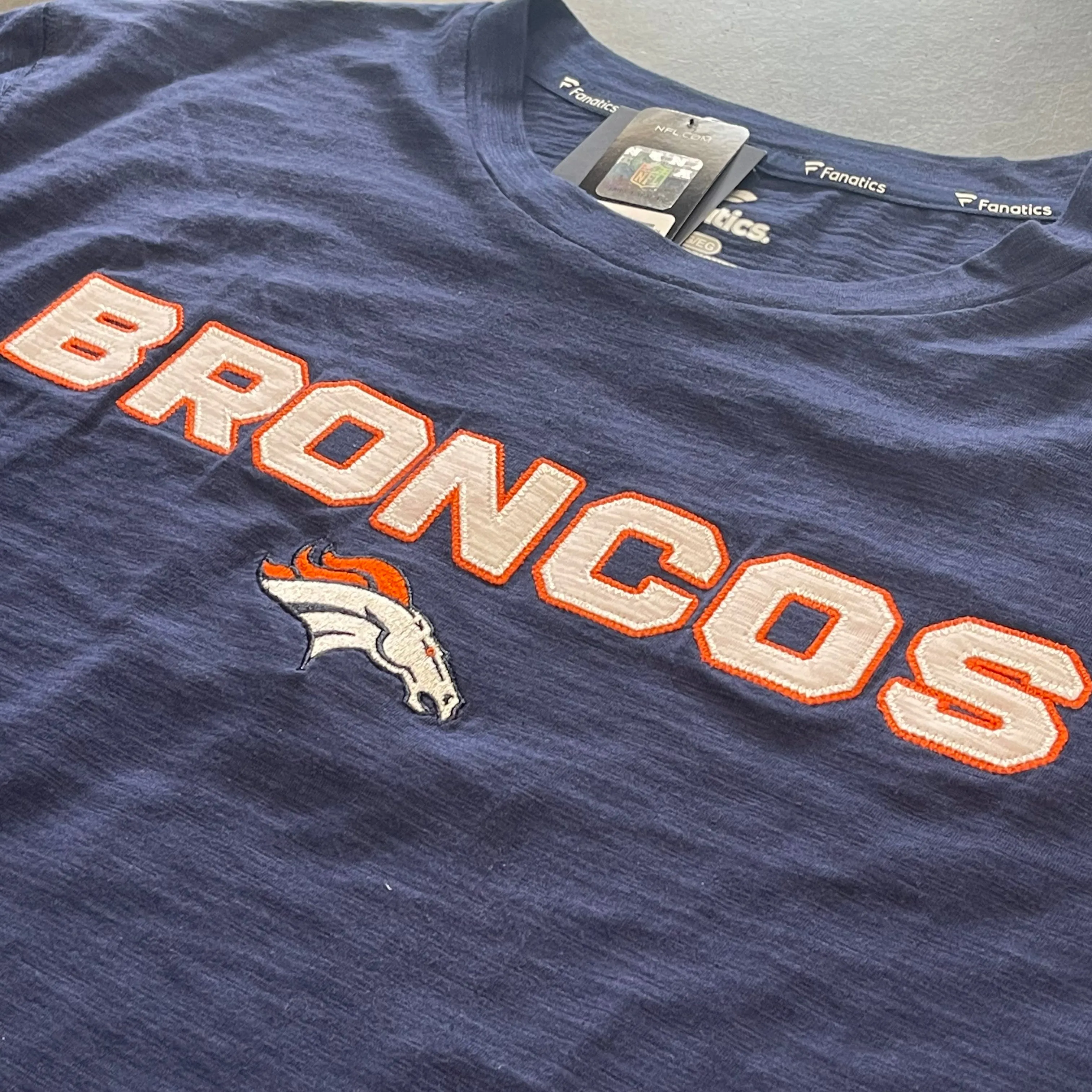 Men's Denver Broncos Navy Jumping The Gun T Shirt