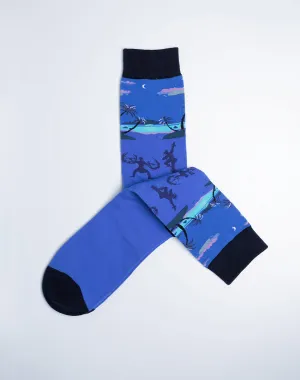 Men's Polynesian Fire Dance Hawaiian Luau Crew Socks