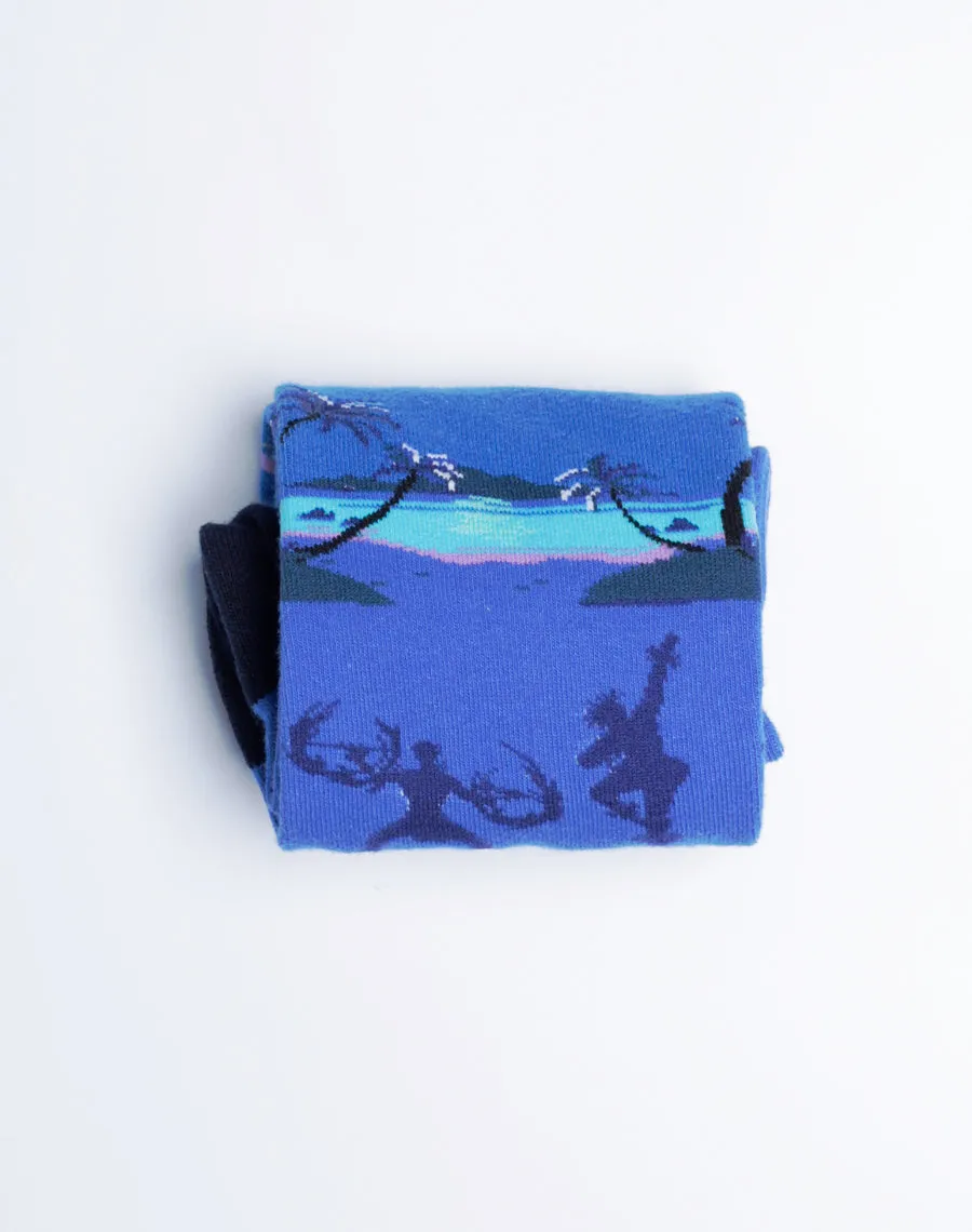 Men's Polynesian Fire Dance Hawaiian Luau Crew Socks