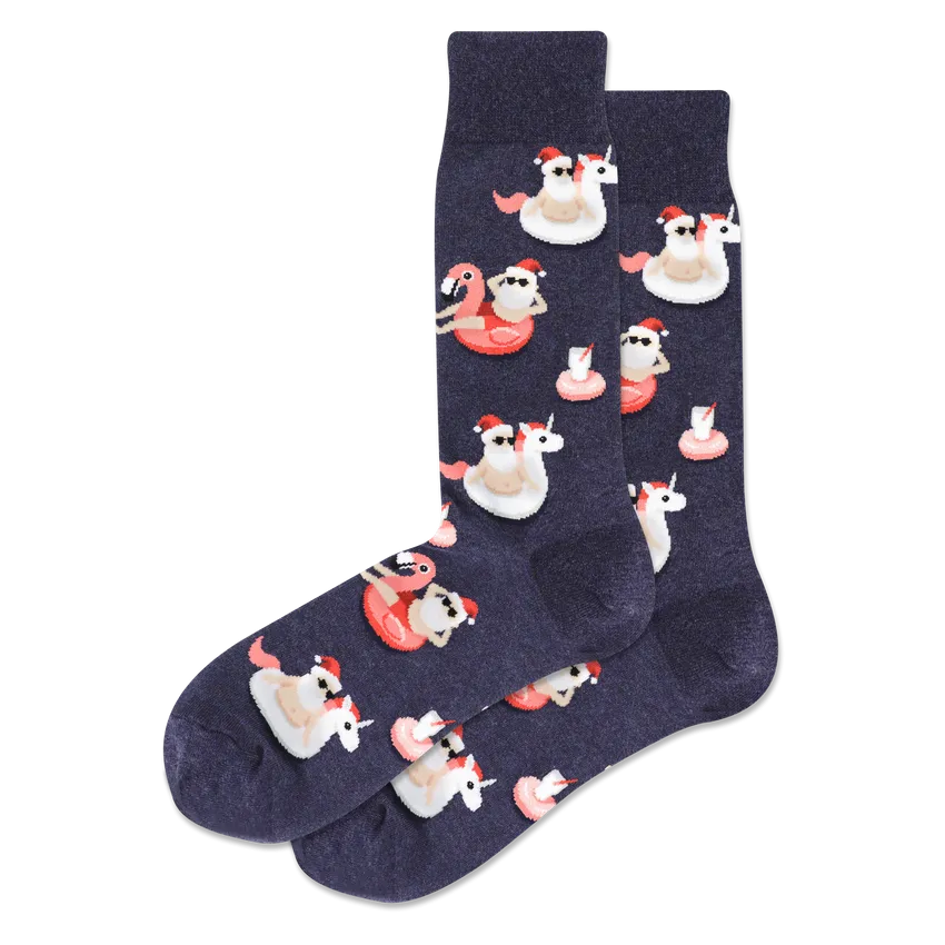 MEN'S POOL FLOAT SANTA CREW SOCKS