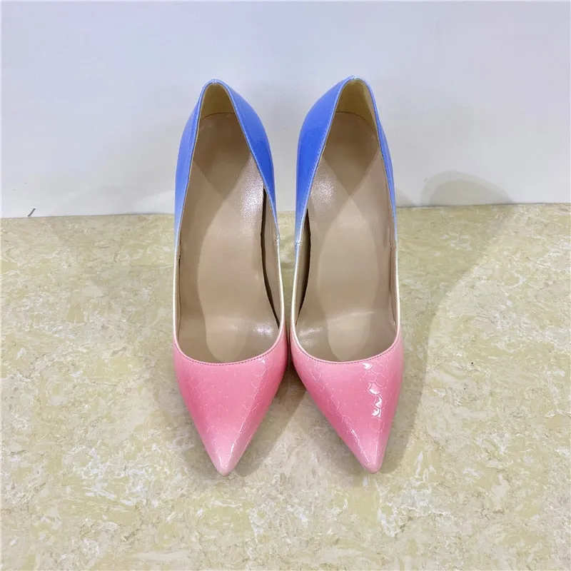Mermaid Ombre Blue and Pink Gradient Pointed Toe Stiletto