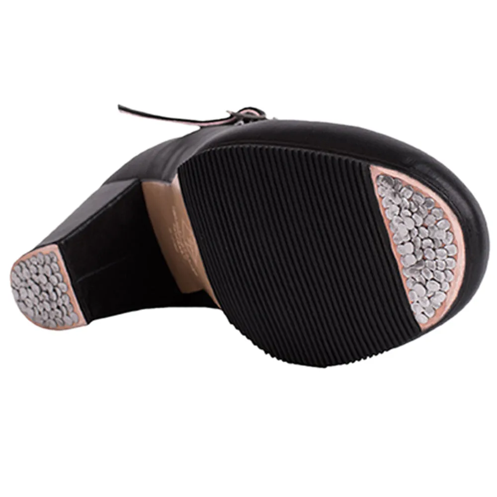 Miguelito 1680 Women's Flamenco Dance Shoes with Nails, Leather, Sevilla, 2.5" Heel, Black