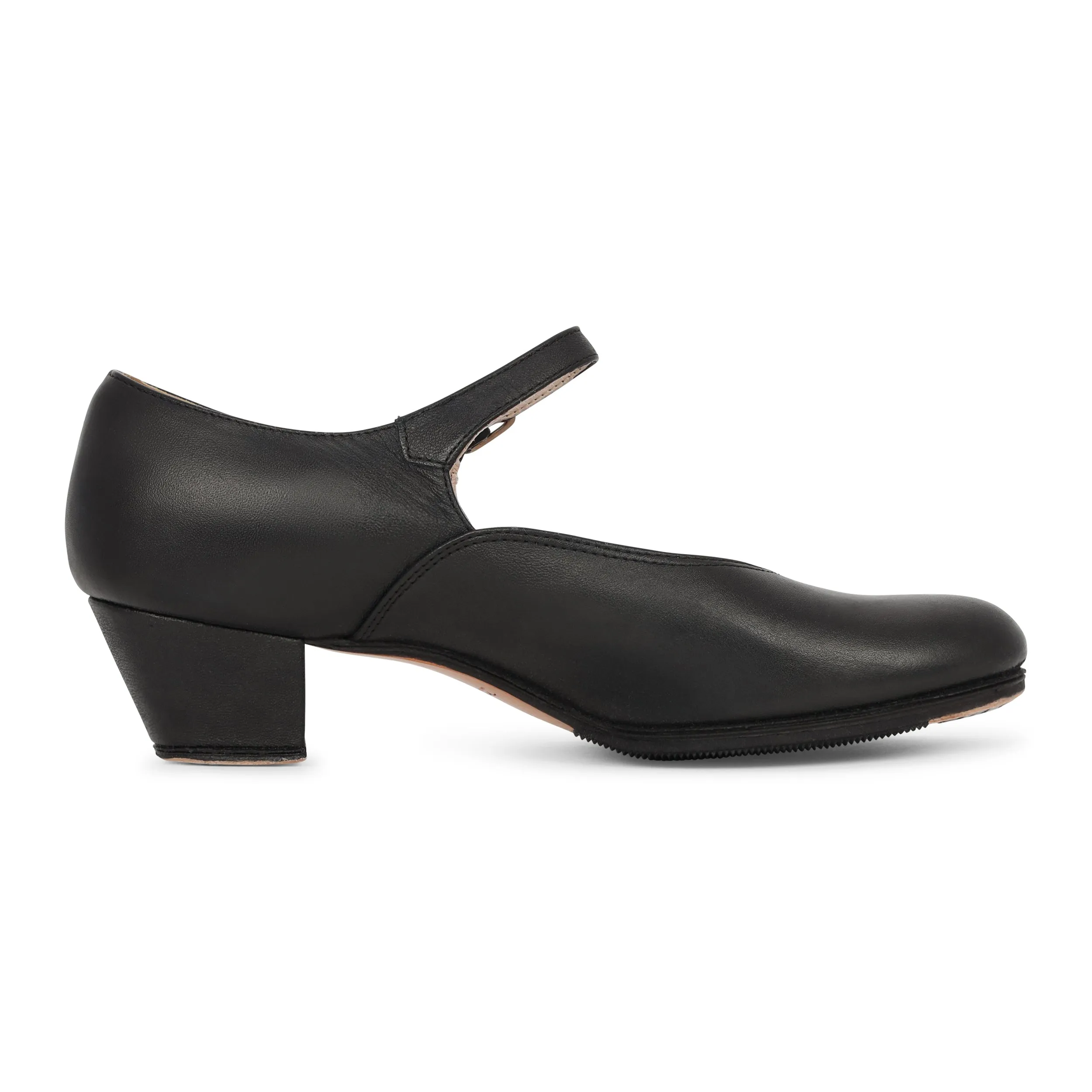 Miguelito 1710 Women's Folklorico Dance Shoes with Nails, Leather, Español, 1.5" Heel, Black