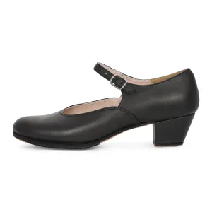 Miguelito 1710 Women's Folklorico Dance Shoes with Nails, Leather, Español, 1.5" Heel, Black