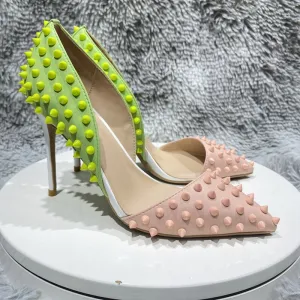 Novelty Textured Two-Toned Stiletto with Studs