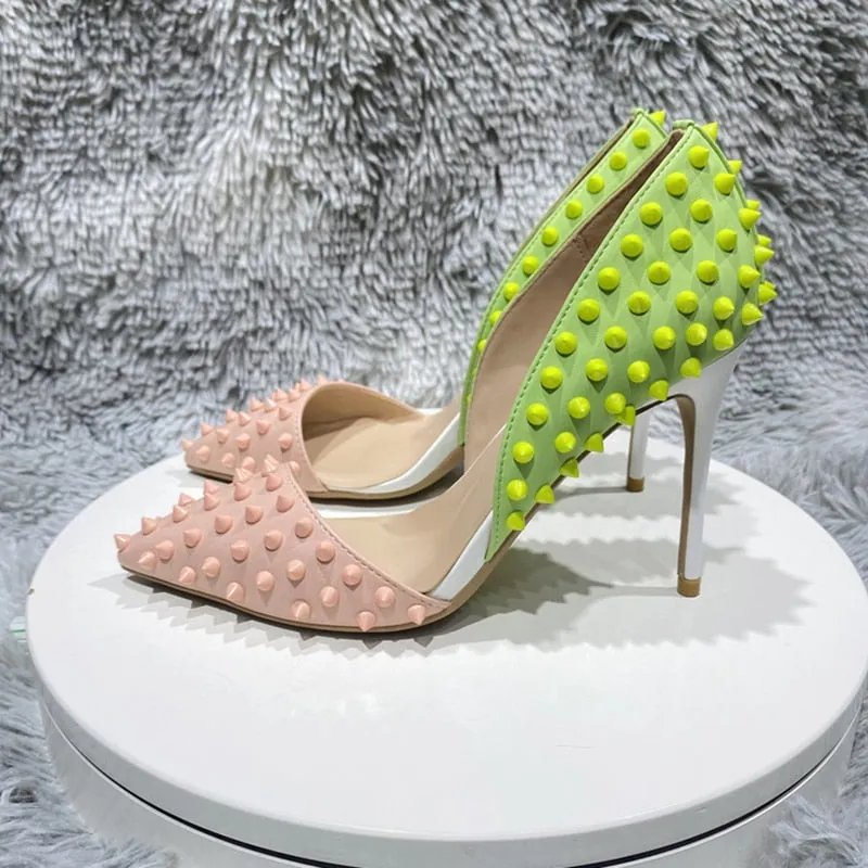 Novelty Textured Two-Toned Stiletto with Studs
