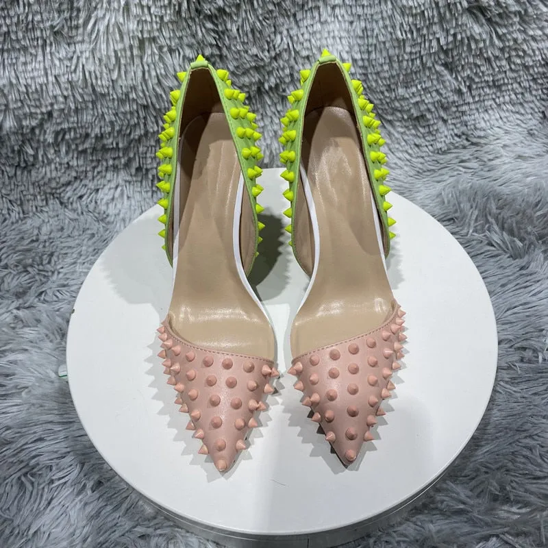Novelty Textured Two-Toned Stiletto with Studs