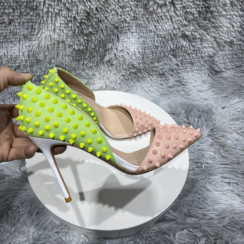 Novelty Textured Two-Toned Stiletto with Studs