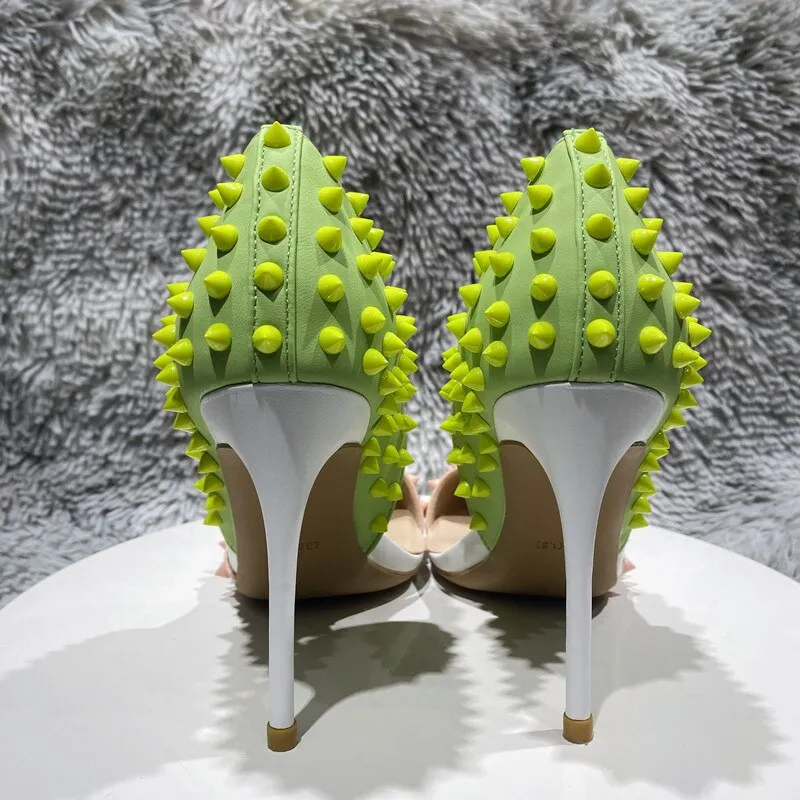 Novelty Textured Two-Toned Stiletto with Studs