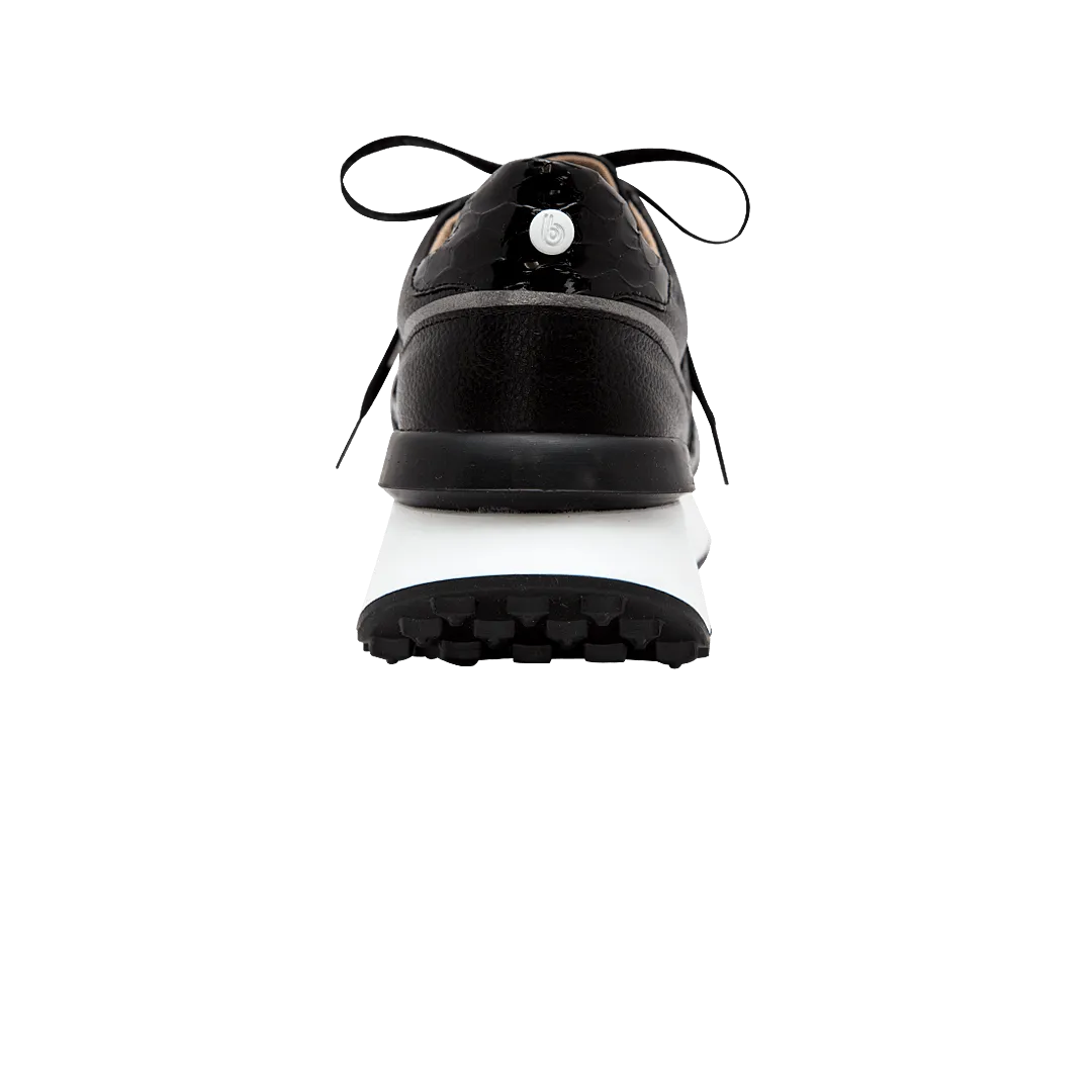Onyx black leather tennis shoes