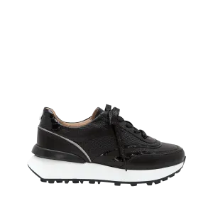 Onyx black leather tennis shoes