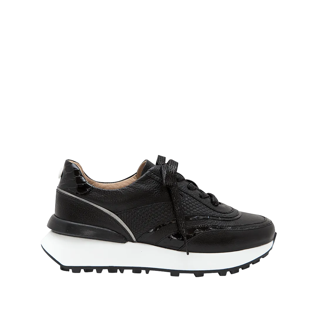 Onyx black leather tennis shoes