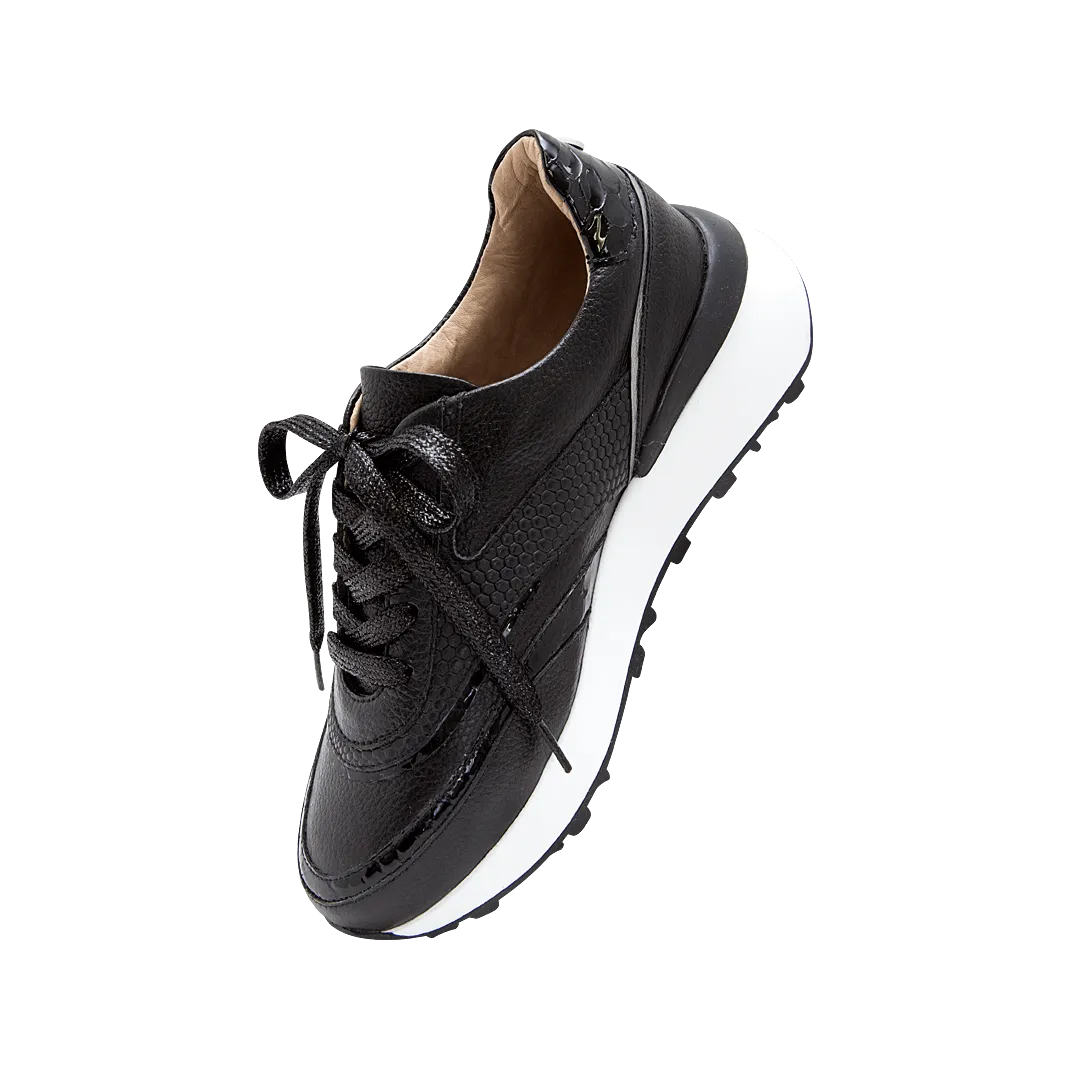 Onyx black leather tennis shoes