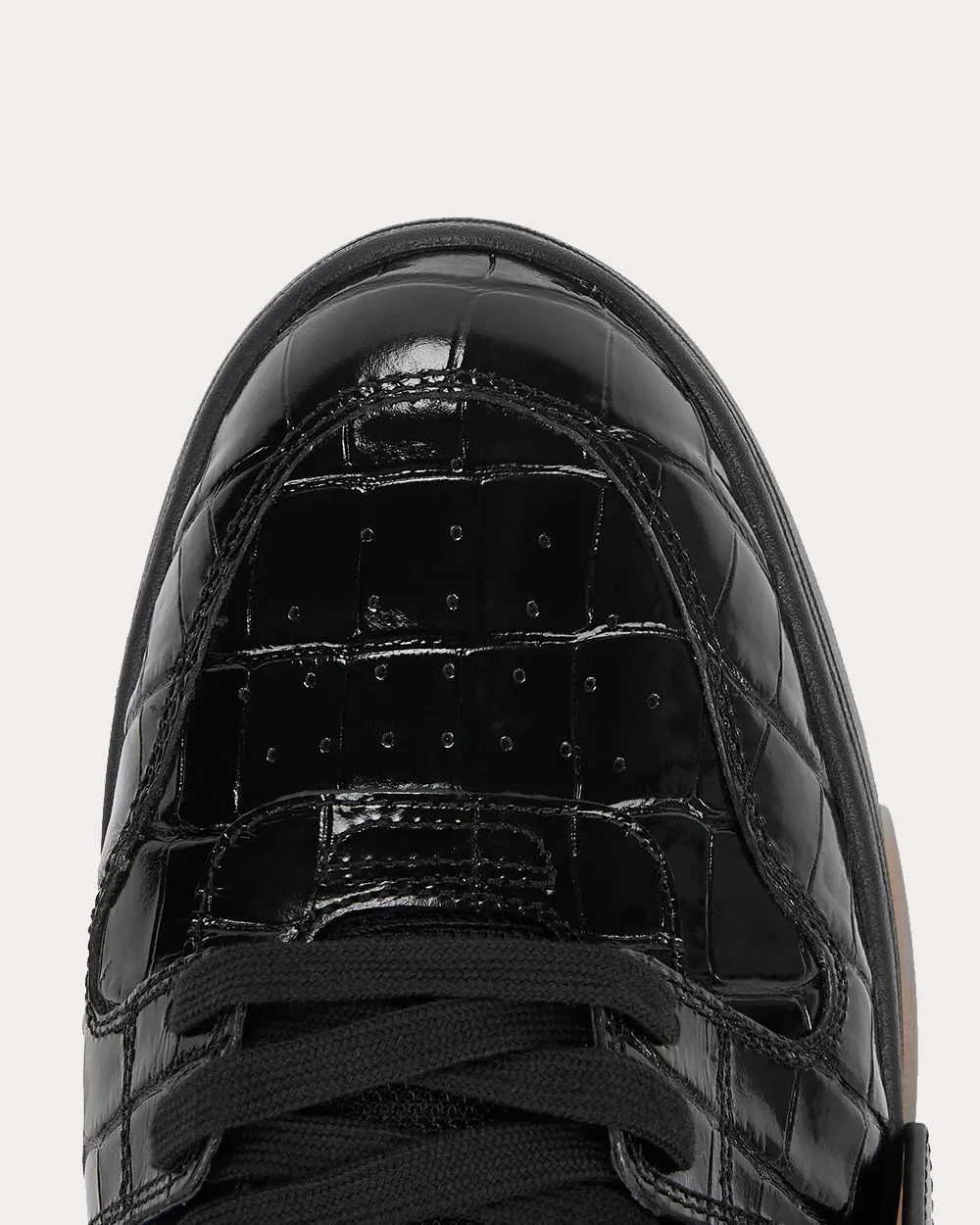 OUT OF OFFICE "OOO" Crocodile-Effect Black Low Top Sneakers