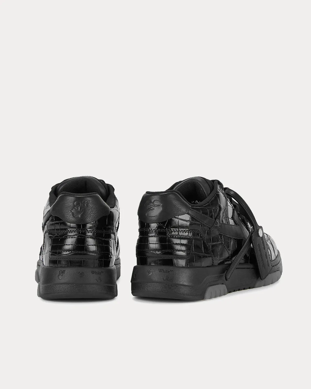 OUT OF OFFICE "OOO" Crocodile-Effect Black Low Top Sneakers