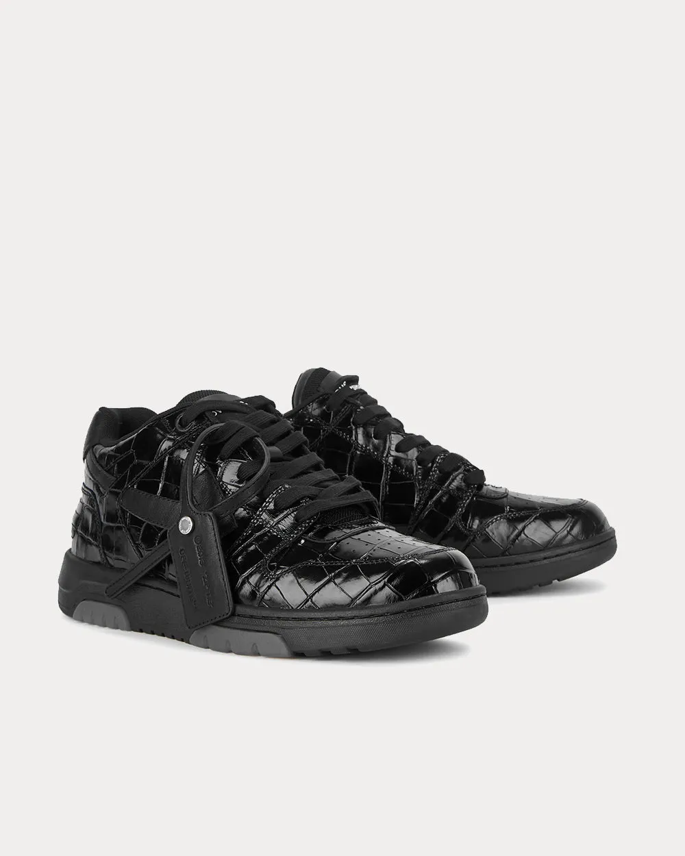 OUT OF OFFICE "OOO" Crocodile-Effect Black Low Top Sneakers
