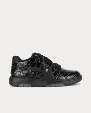 OUT OF OFFICE "OOO" Crocodile-Effect Black Low Top Sneakers