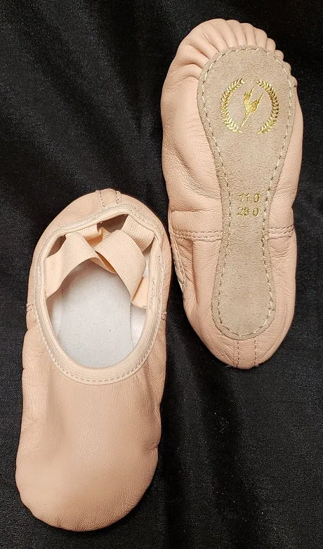 Passe Jr. -- Children's Leather Full Sole Ballet Drawstring Free -- Pink