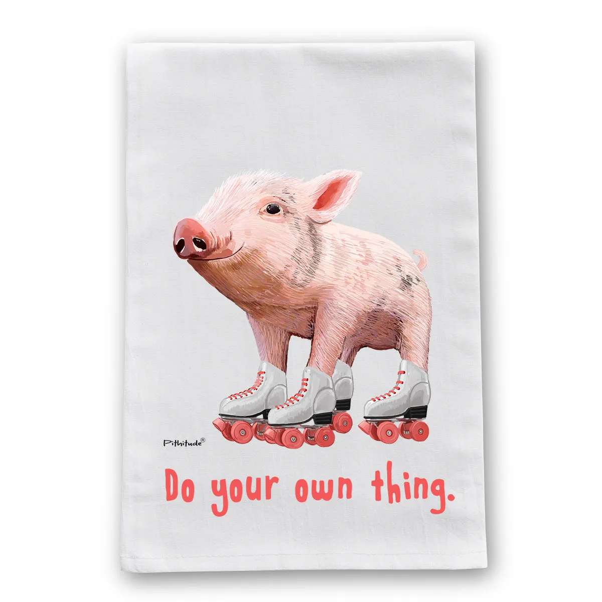 Piggy Skates Flour Sack Dish Towel