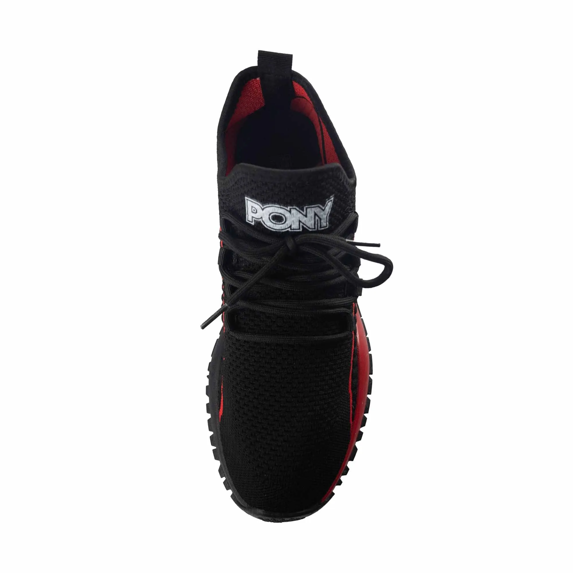 PONY PP1 ROCKY KNIT LACE-UP LOW SPORTS MEN SHOES BLACK/RED