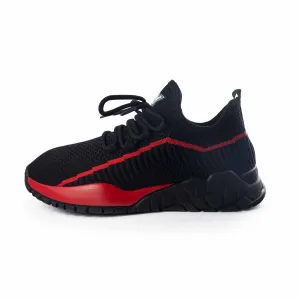 PONY PP1 ROCKY KNIT LACE-UP LOW SPORTS MEN SHOES BLACK/RED