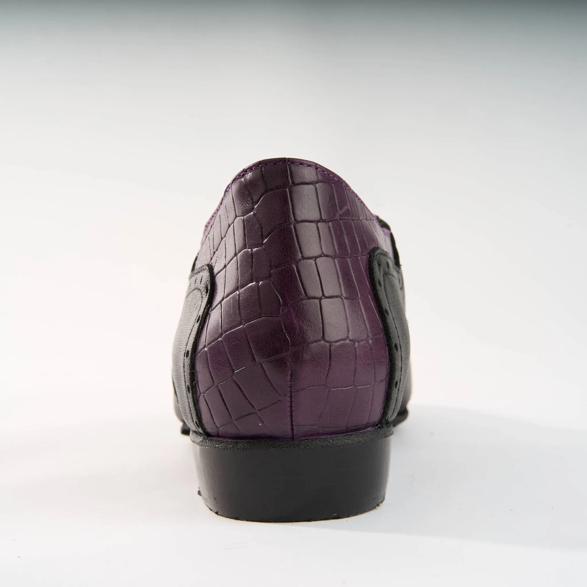 Purple Crocodile Texture and Black Leather - Handmade Tango Shoes - Clasico 1076