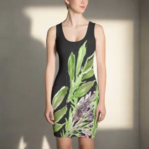 Purple Lavender Print Sleeveless Dress, Best French Lavender Floral Printed Designer Women's Fitted Dress - Made in USA/EU/MX