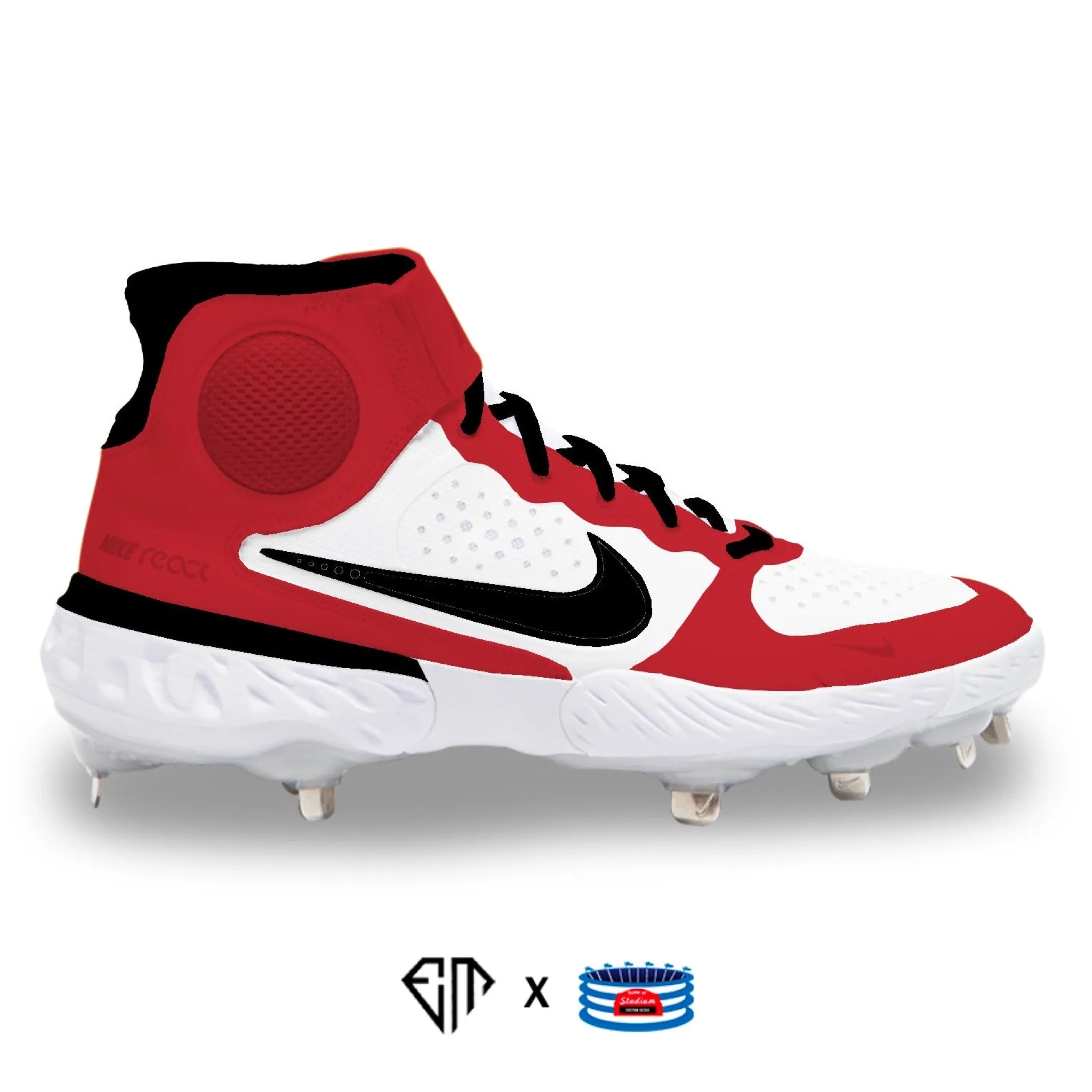 "Chicago" Nike Alpha Huarache Elite 3 Cleats by Stadium Custom Kicks