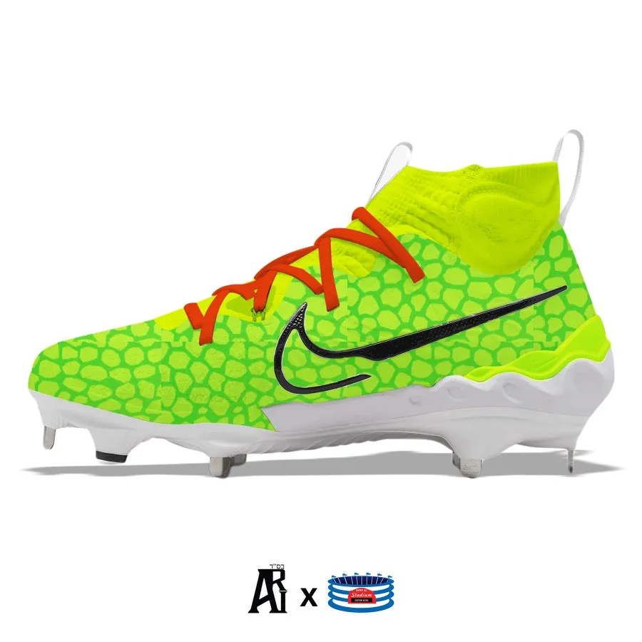 "Grinch" Nike Alpha Huarache NXT Baseball Cleats by Stadium Custom Kicks