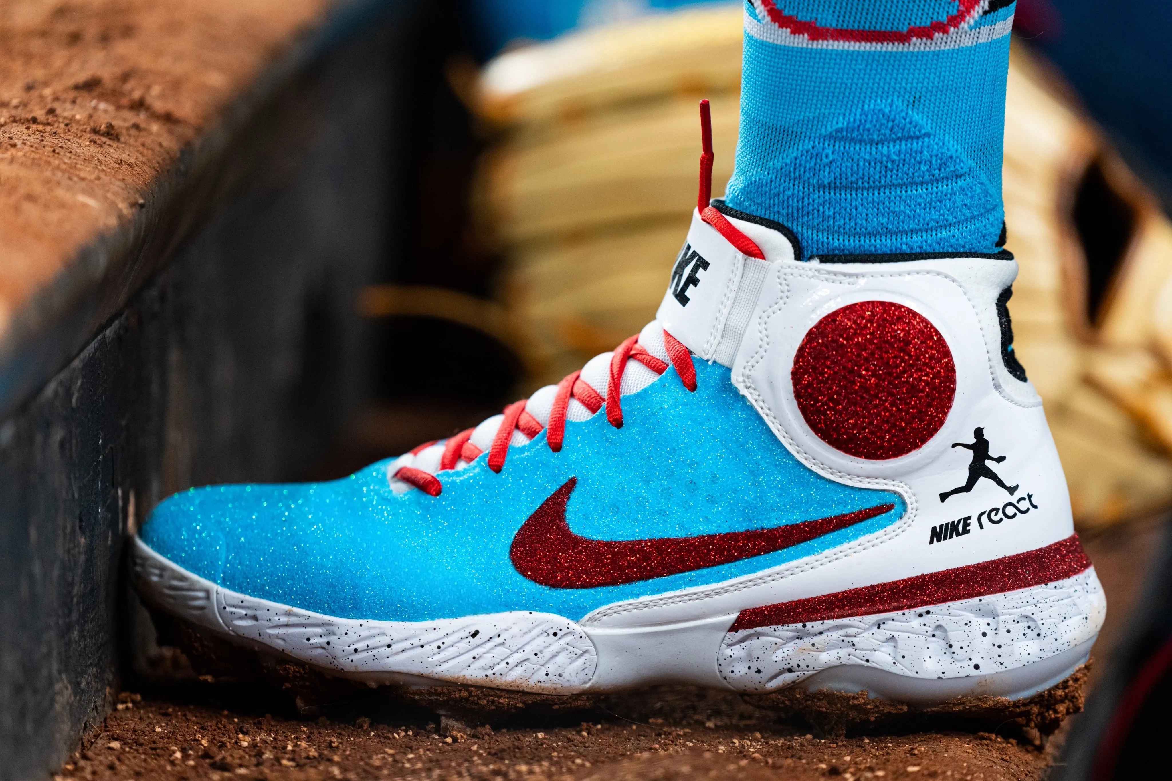 "Miggy Glitter" Nike Alpha Huarache Elite 3 Mid Cleats by Stadium Custom Kicks