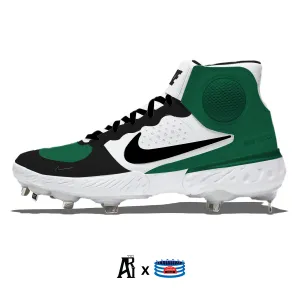 "Pine Green" Nike Alpha Huarache Elite 3 Mid Cleats by Stadium Custom Kicks