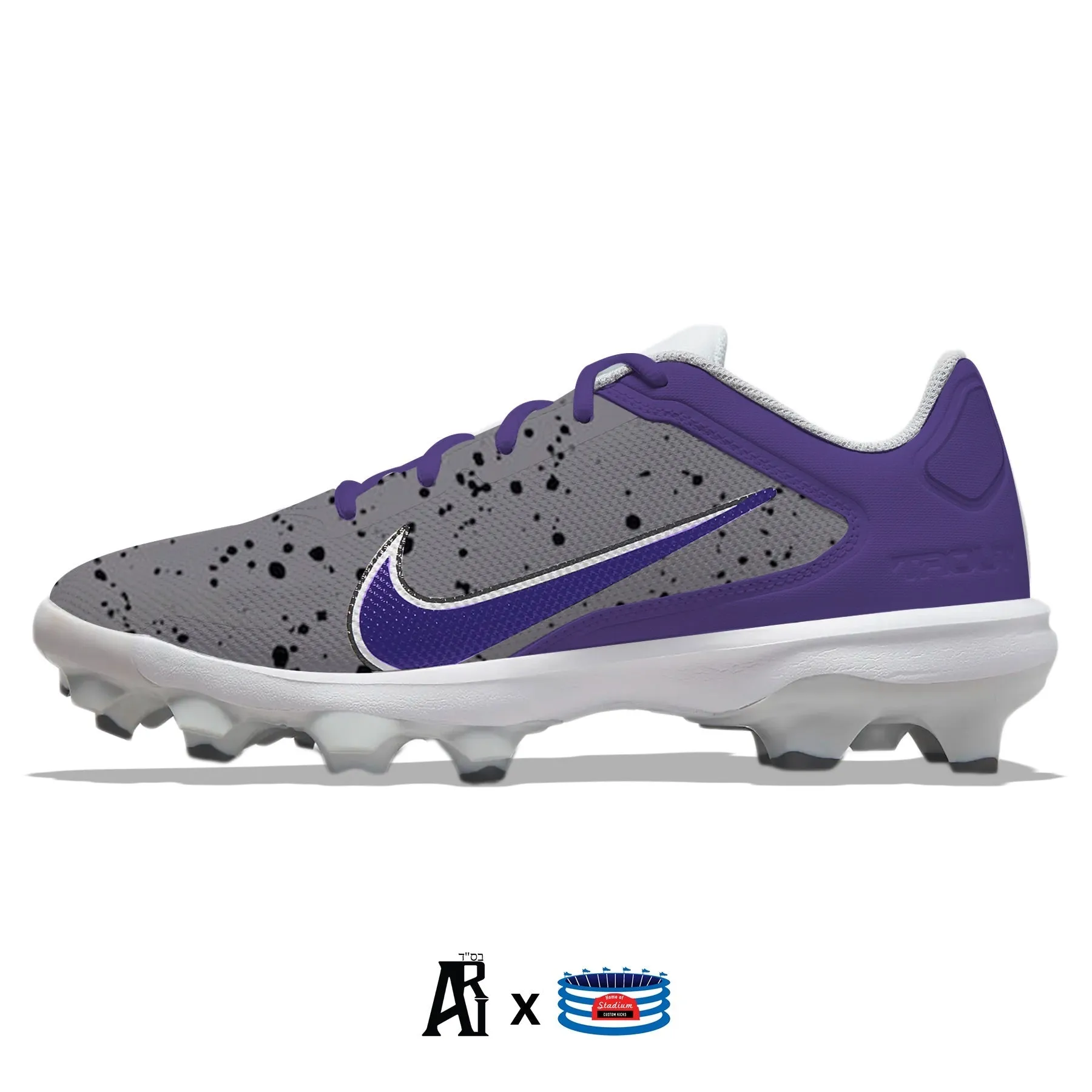 "Purple Cement" Nike Force Trout 8 Pro MCS Cleats by Stadium Custom Kicks
