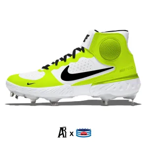 "Volt" Nike Alpha Huarache Elite 3 Mid Cleats by Stadium Custom Kicks
