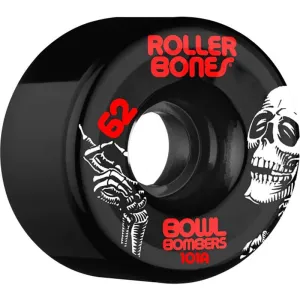 RollerBones 62mm 101A Bowl Bombers Black Roller Skate Wheels 8pk