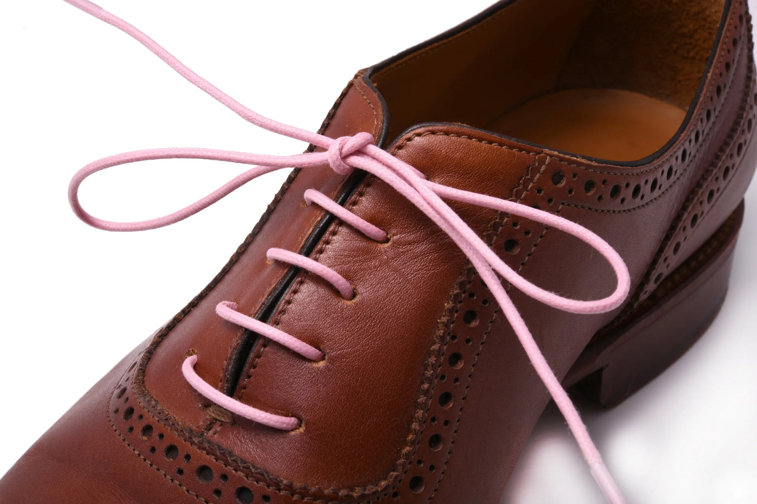 Round Pink Waxed Cotton Shoelaces