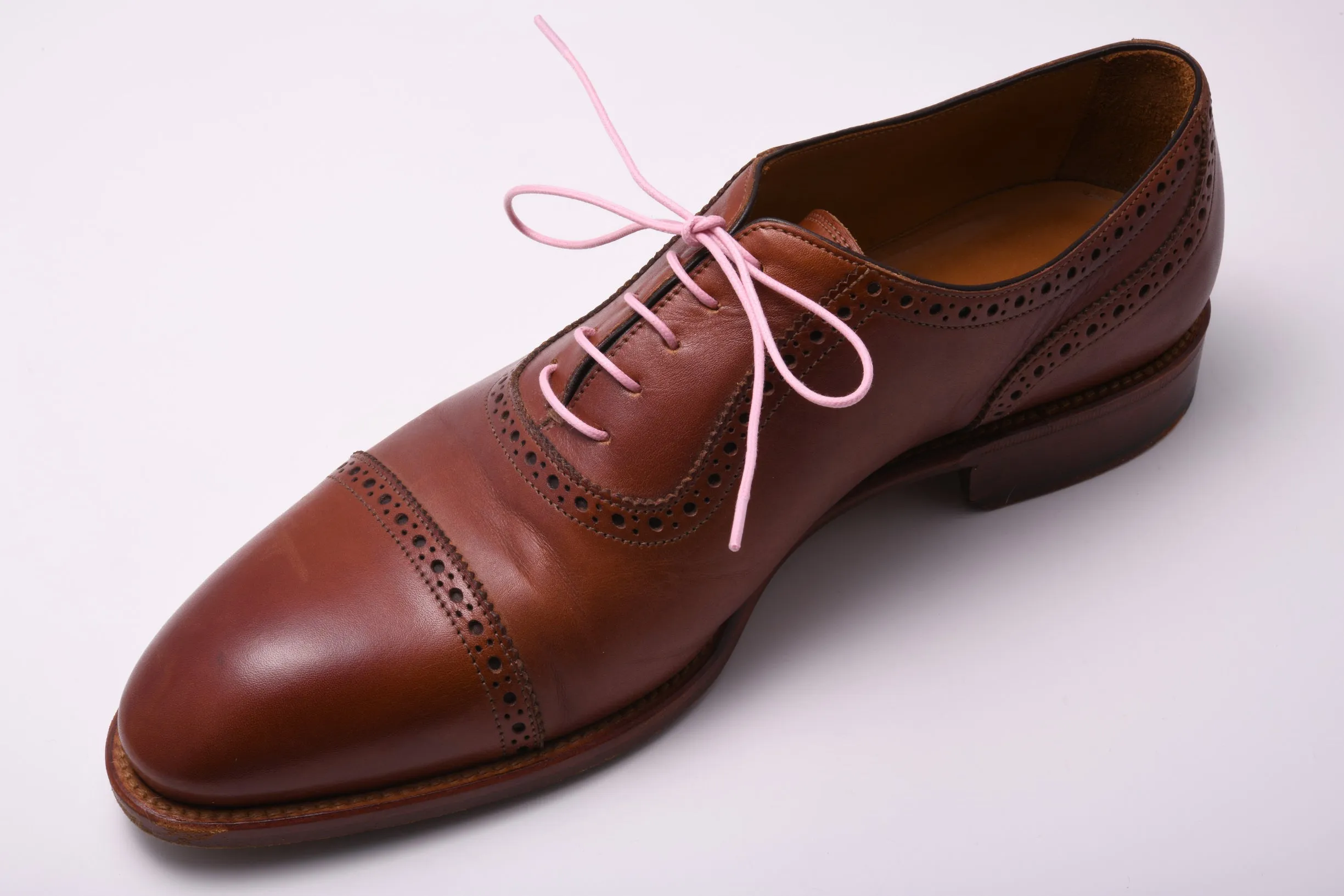 Round Pink Waxed Cotton Shoelaces