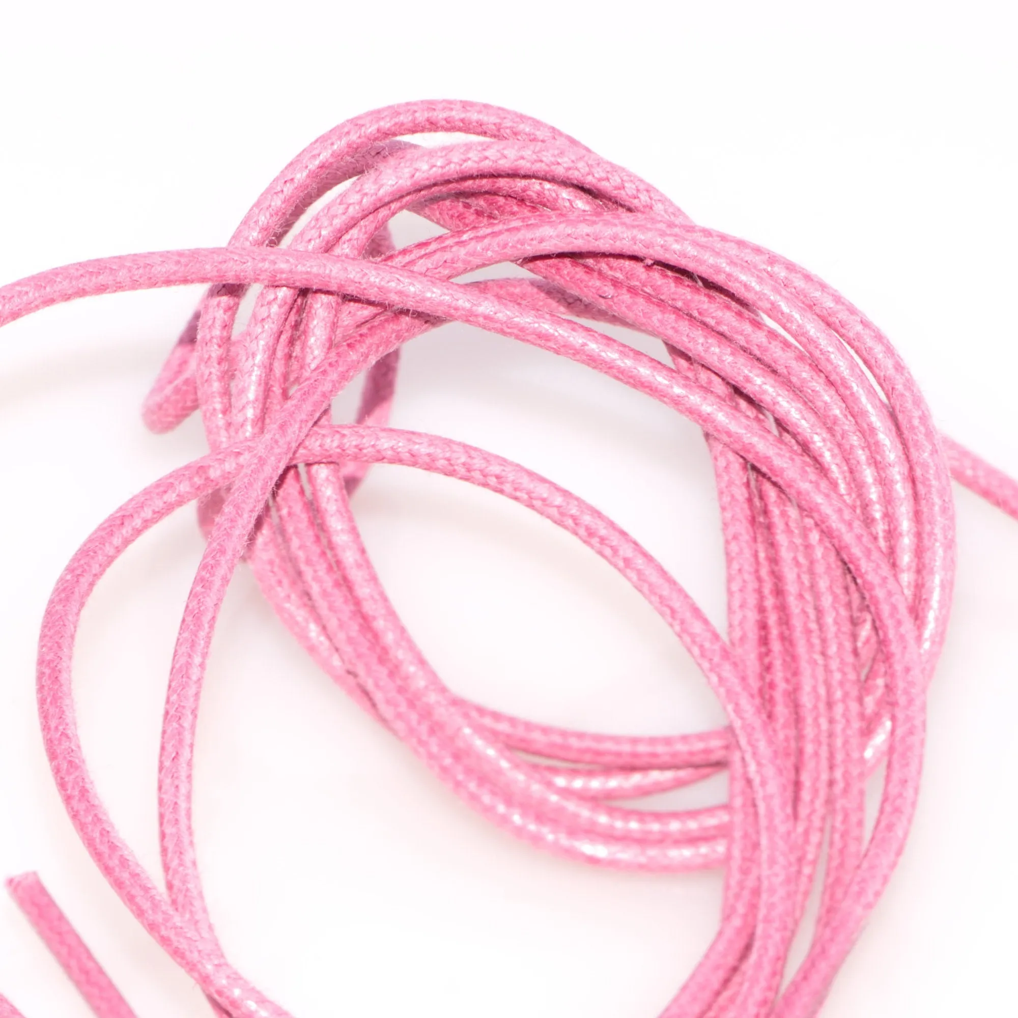 Round Pink Waxed Cotton Shoelaces