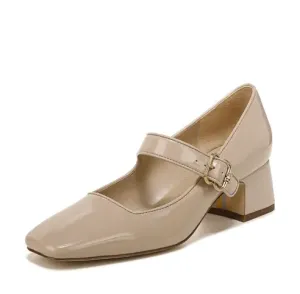 Sam Edelman Thea Chai Latte Mary Jane Block Heel Almond Toe Slip On Dress Pumps